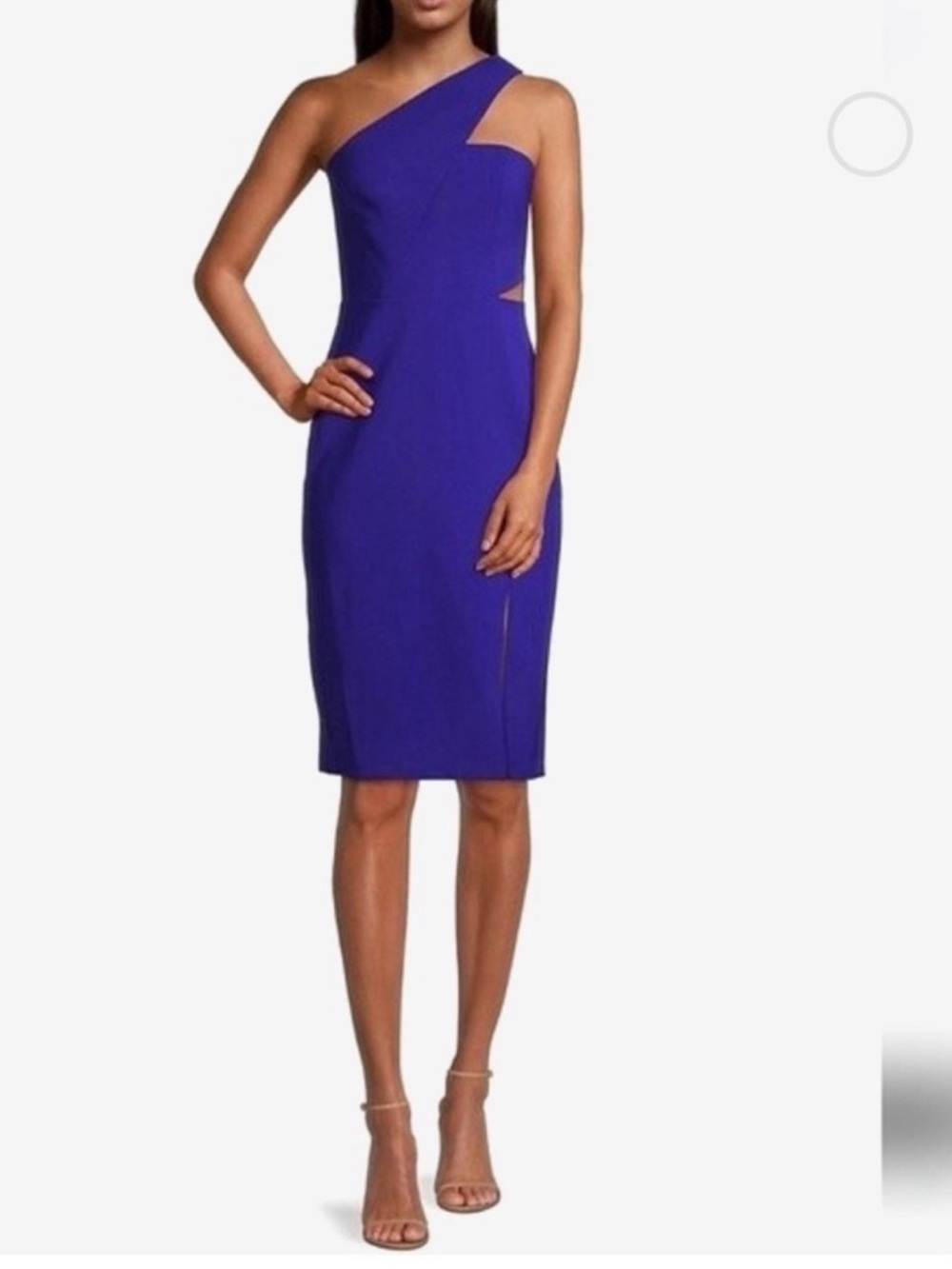 One-Shoulder Royal Blue Sheath Midi Dress